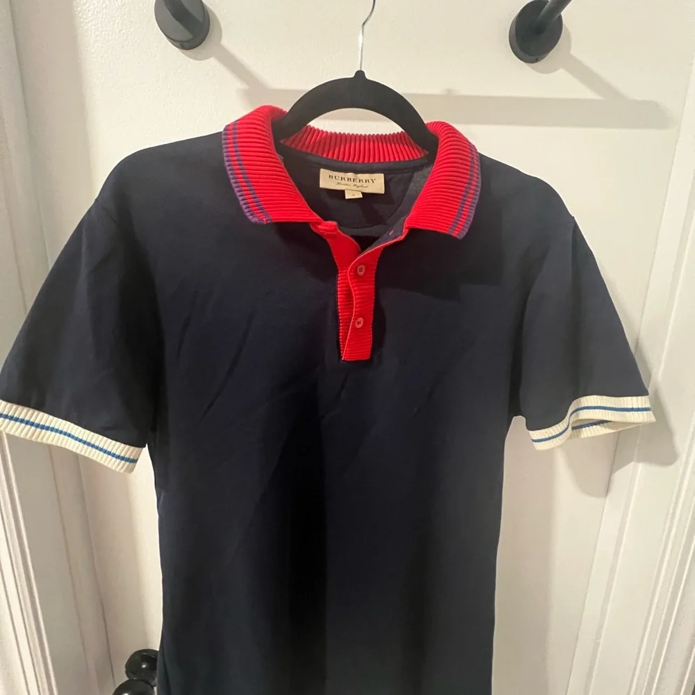 Burberry Polo with Red and Purple Striped Collar - Picture 2 of 8